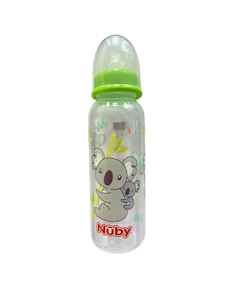 Biberon classique imprimé col standard en PP avec tétine anti- colique 240ml +0 mois - Nûby
