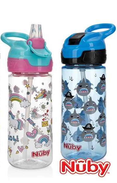 Goblet paille souple et bouton push en Tritan 540 ml +3 ans - Nûby