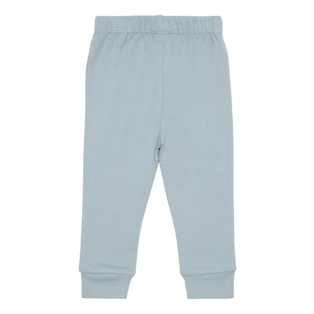 Pantalon bébé bleu clair, taille élastique et chevilles côtelées