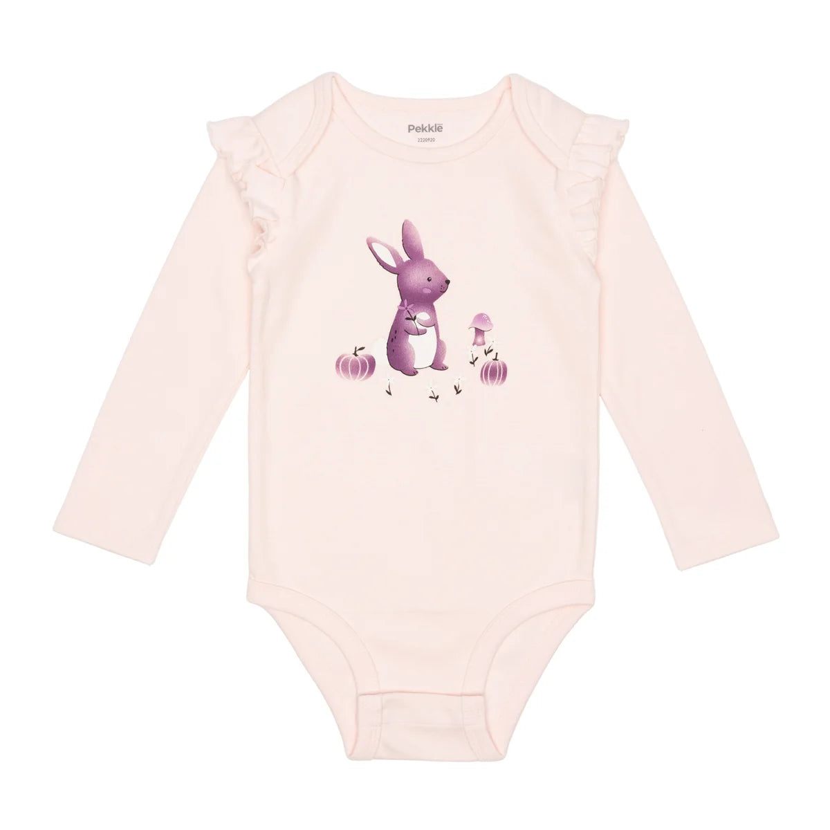 Body bébé rose pâle manches longues à motif lapin.