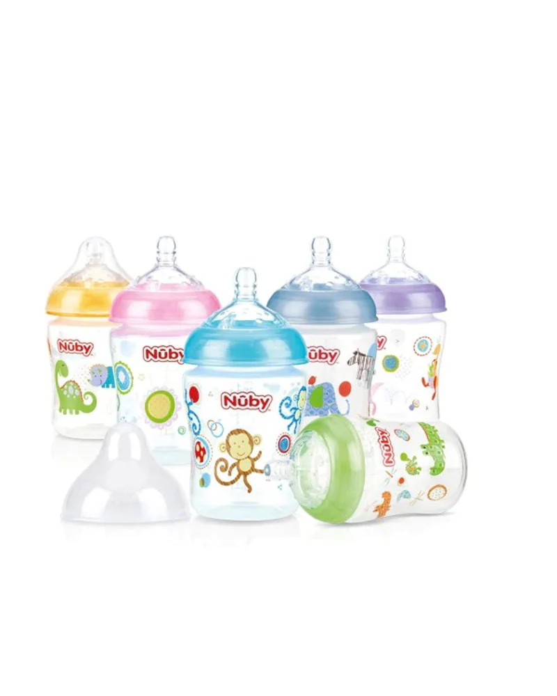 Biberon col large imprimé en PP avec tétine anti-colique 270ml +0mois - Nûby