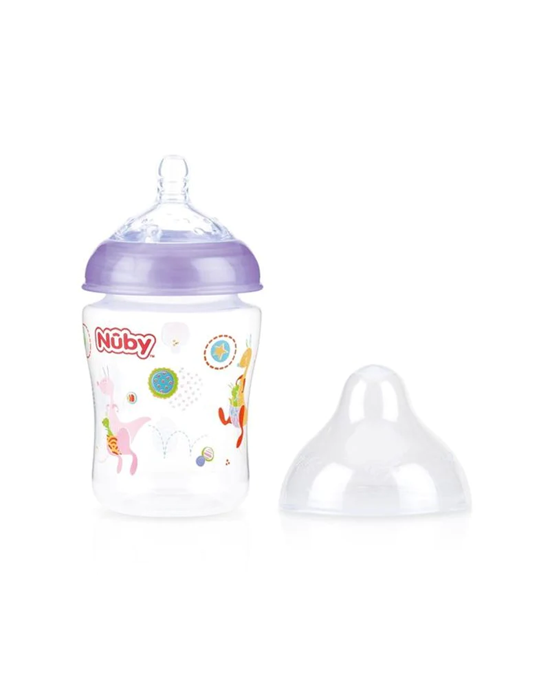 Biberon col large imprimé en PP avec tétine anti-colique 270ml +0mois - Nûby