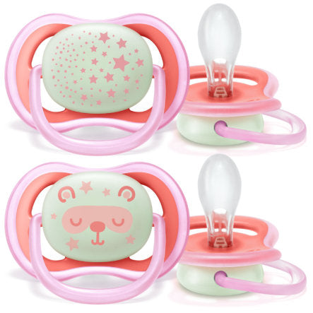 AVENT 2 Sucettes Ultra Air Night 6-18m Girl Mix
