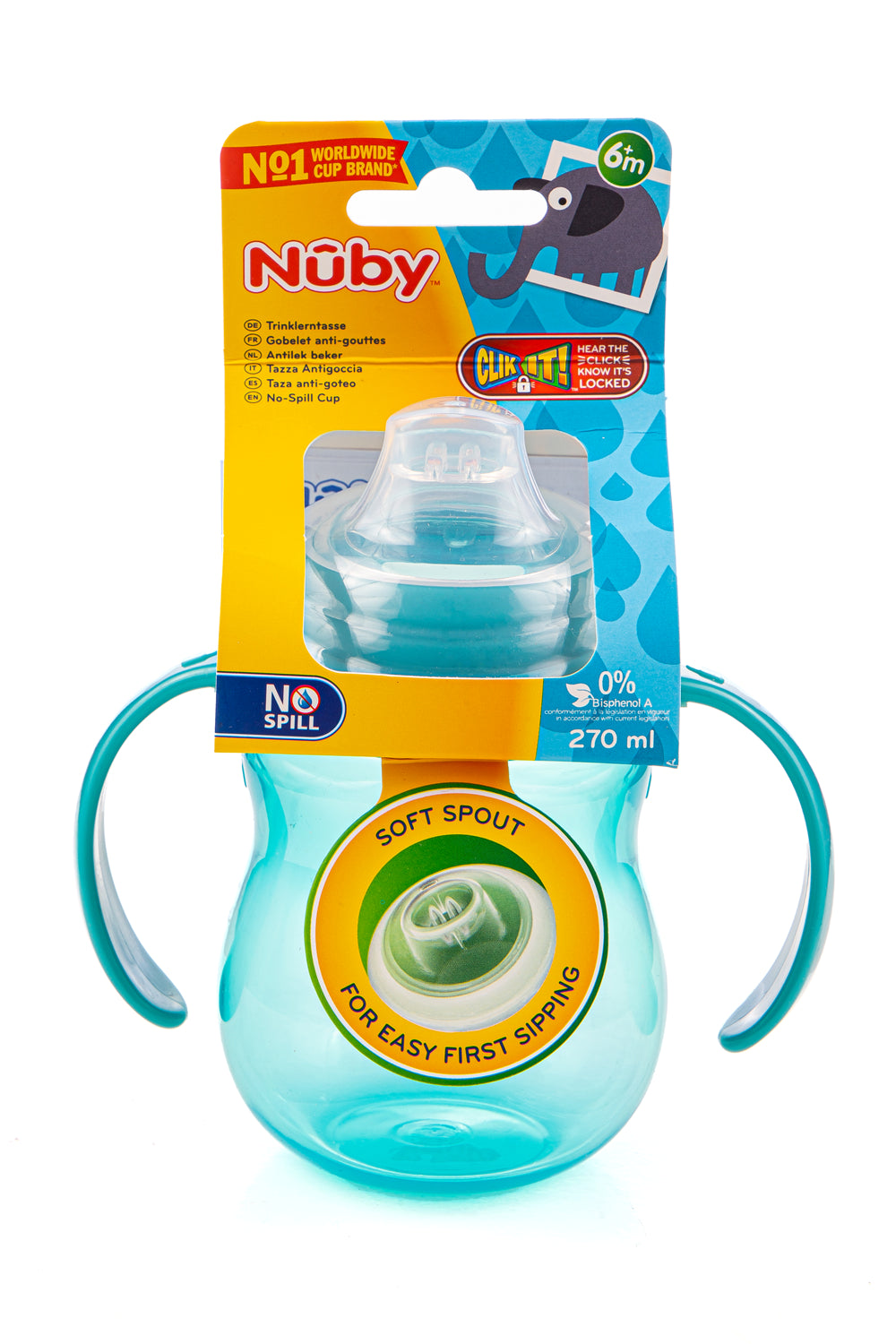 Gobelet anti-goutte avec anses –270ml +6 mois - Nûby