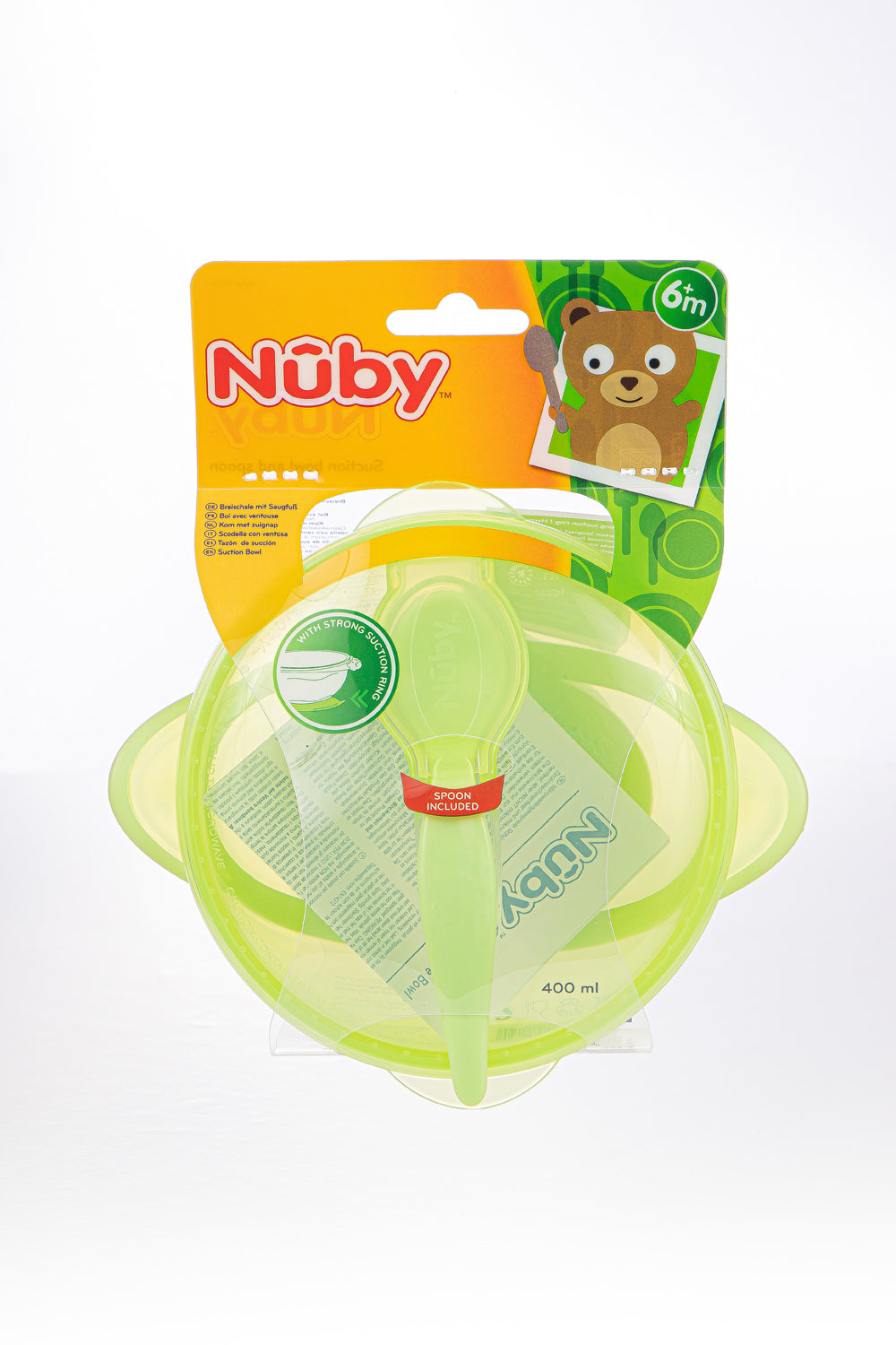 Assiette profonde PP 400ml avec ventouse, cuillière et couvercle +9 mois - Nûby