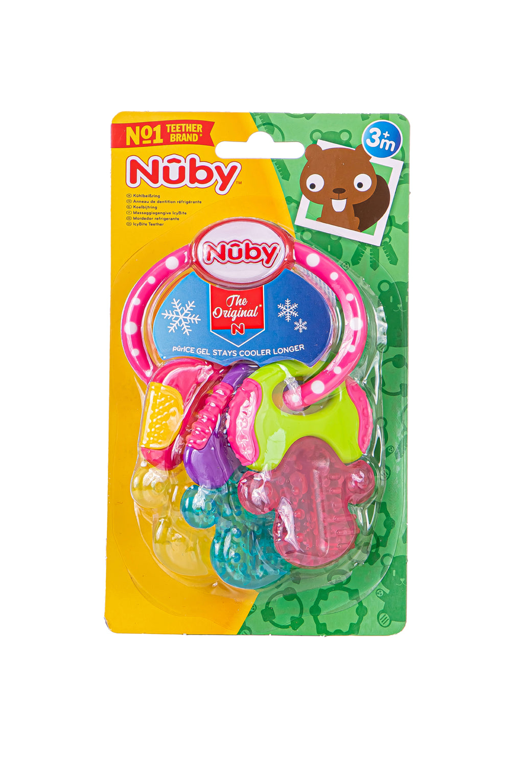 Clefs de dentition IcyBite réfrigérante avec ICE GEL +4 mois BLEU - Nûby