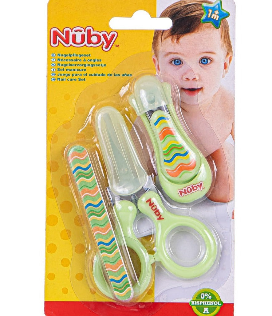 Pack Manucure de Luxe : Ciseaux, Coupe-ongle, Lime +0 mois - Nûby / motif vert