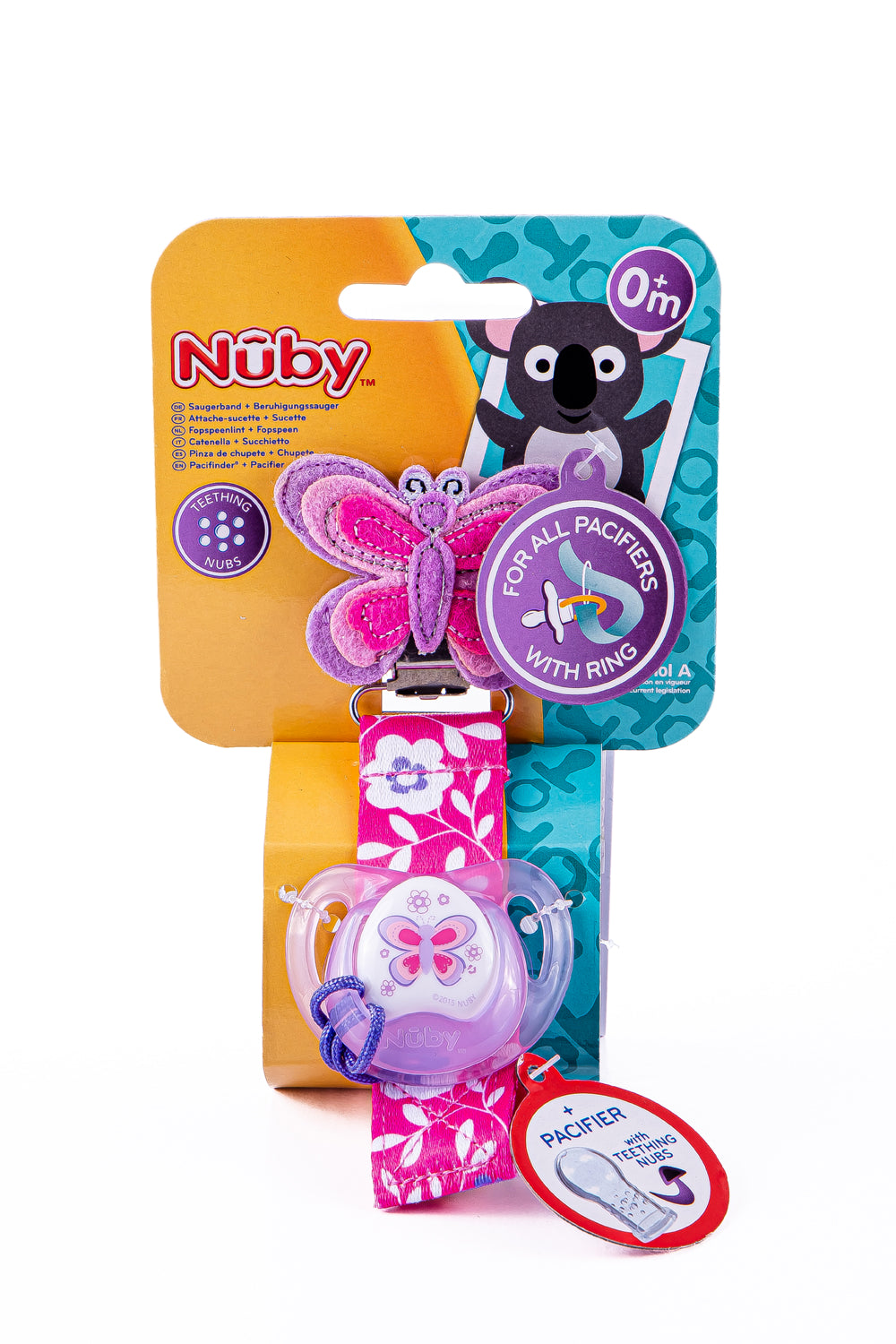 Sucette confort avec attache-sucette Papillon Nûby