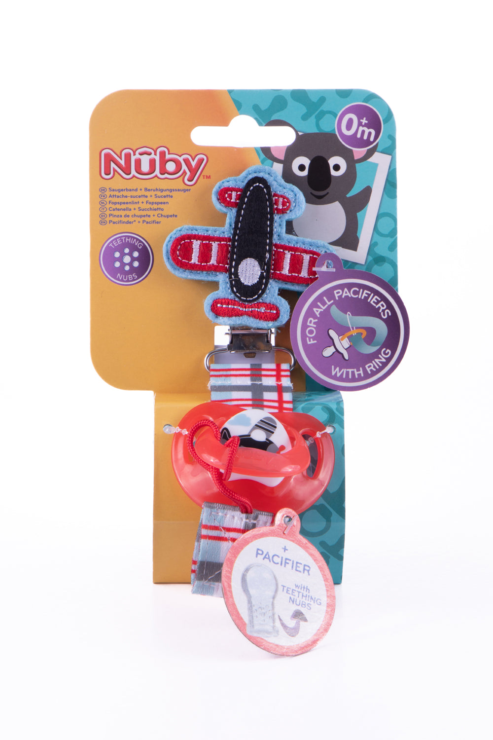 Sucette confort avec attache-sucette avion- Nûby