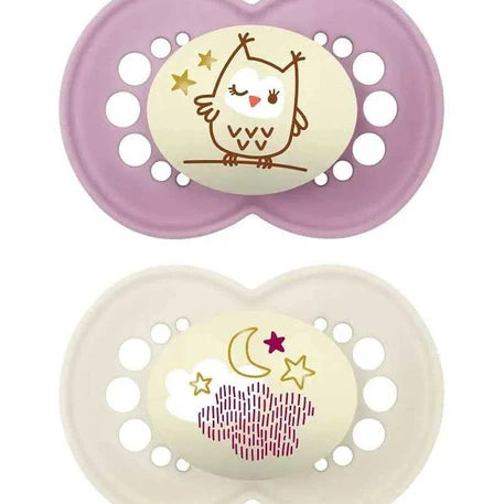 MAM 2 Sucettes Original Nuit 6M+ - Mauve & Blanc