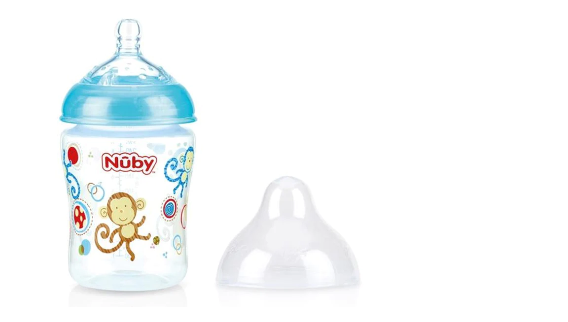 Biberon col large imprimé en PP avec tétine anti-colique 270ml +0mois - Nûby
