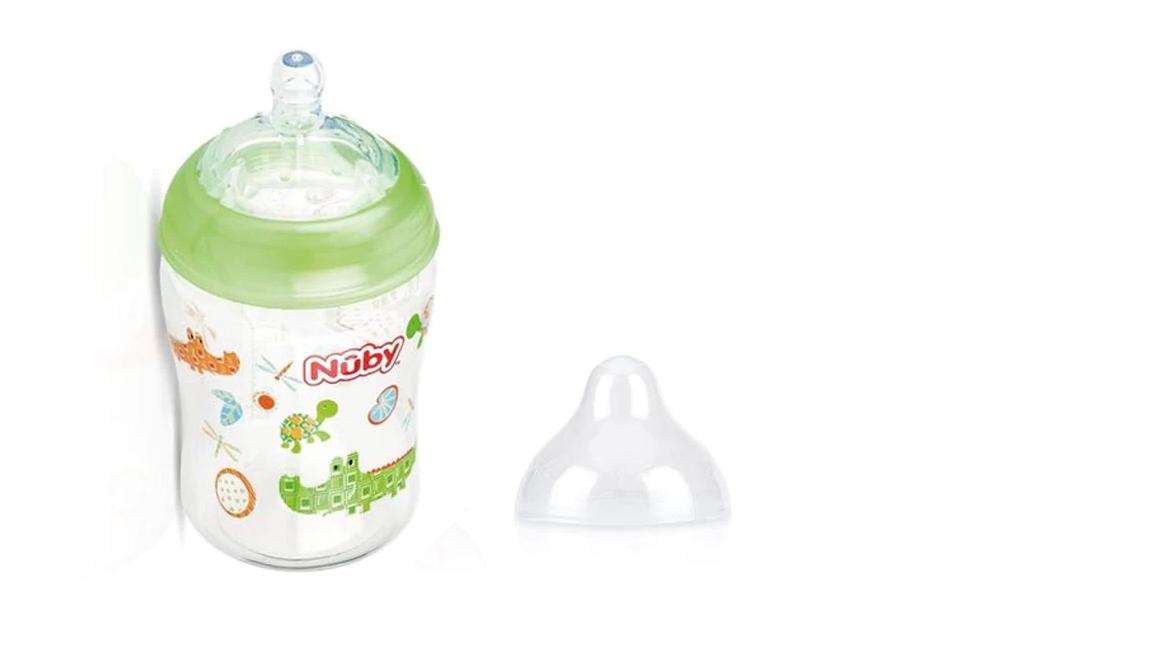 Biberon col large imprimé en PP avec tétine anti-colique 270ml +0mois - Nûby