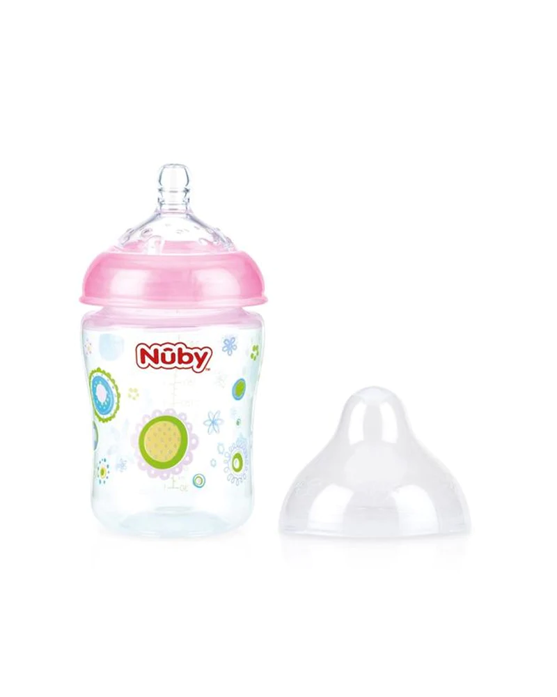 Biberon col large imprimé en PP avec tétine anti-colique 270ml +0mois - Nûby