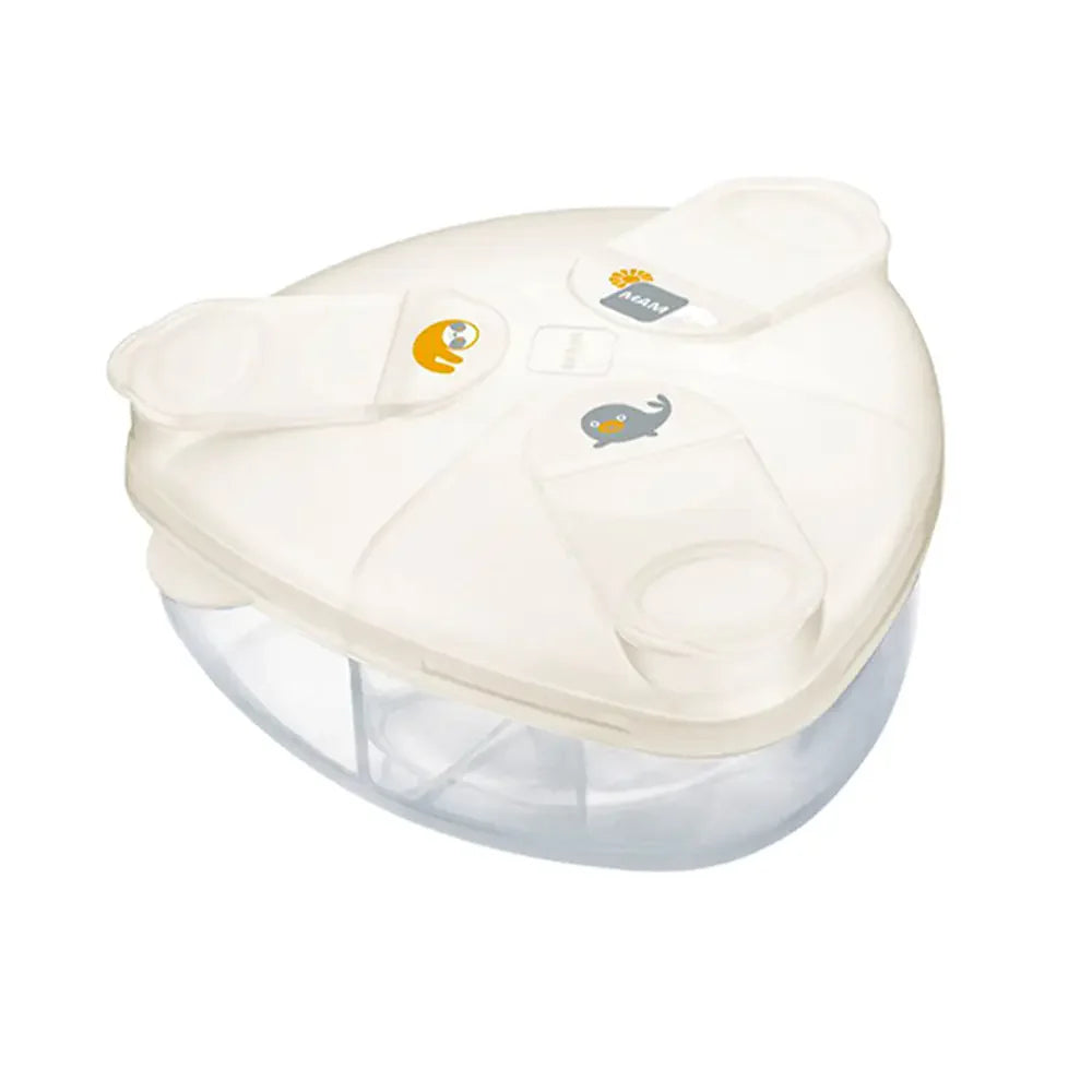 Boîte doseuse de lait MAM blanc cassé avec couvercle et compartiments