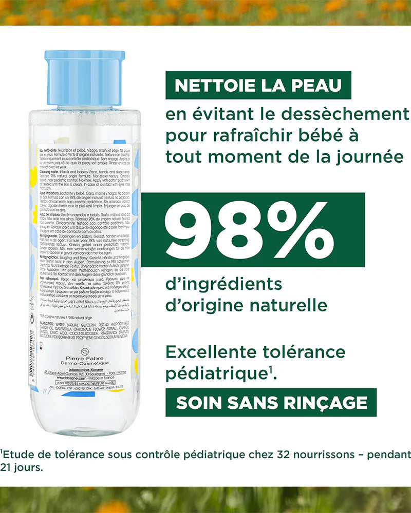 Klorane Bb Eau nettoyante sans rinçage 500 Ml