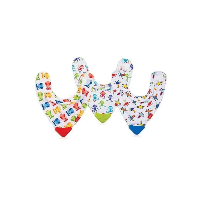 Bavoir imprimé en tissu avec téton triangulaire pour poussée dentaire +3 mois - Nûby