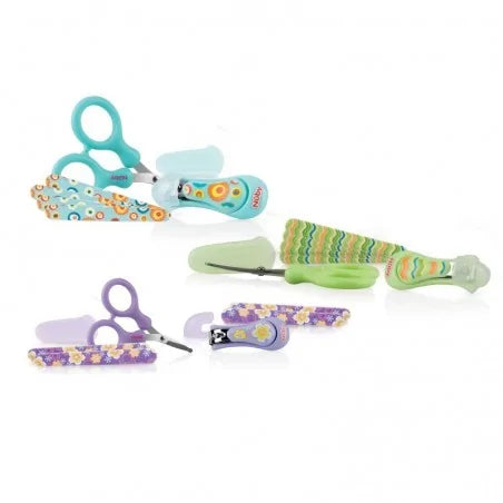Pack Manucure de Luxe : Ciseaux, Coupe-ongle, Lime +0 mois - Nûby / motif turquoise