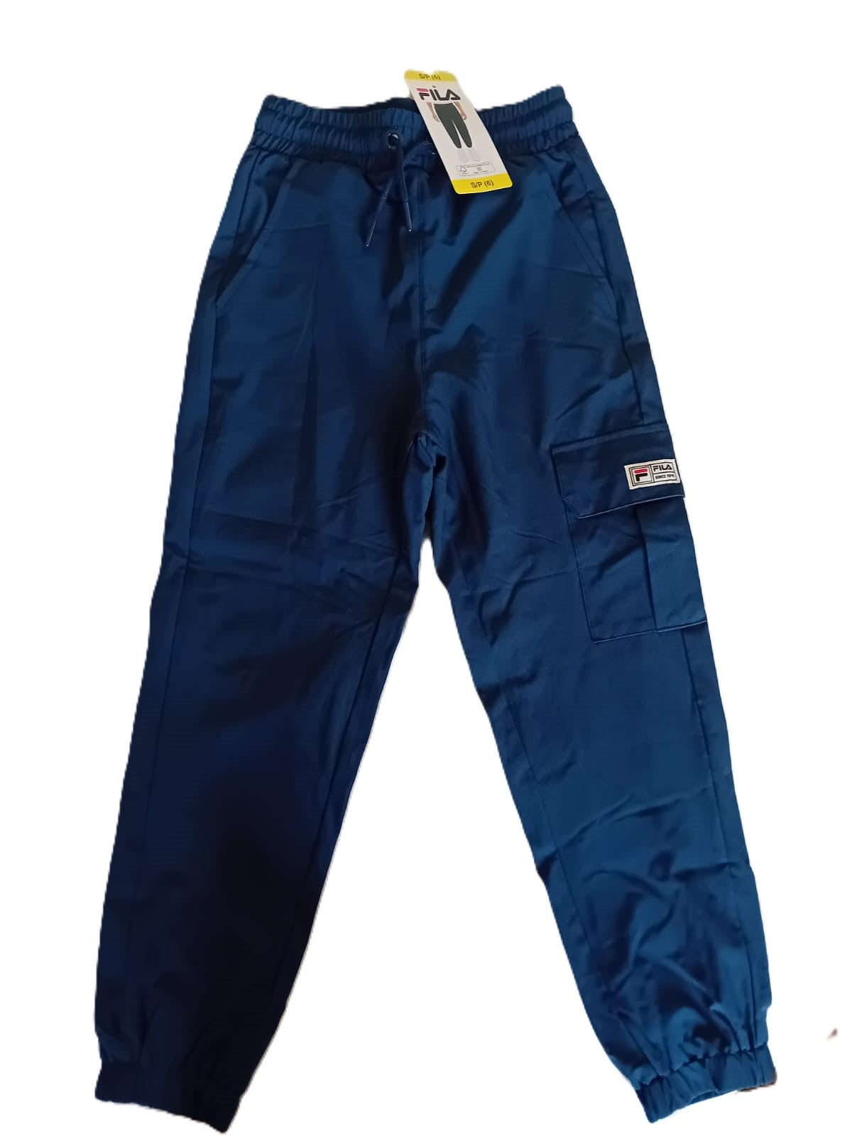 Pantalon de jogging Fila bleu marine, taille élastique à cordon, poches cargo