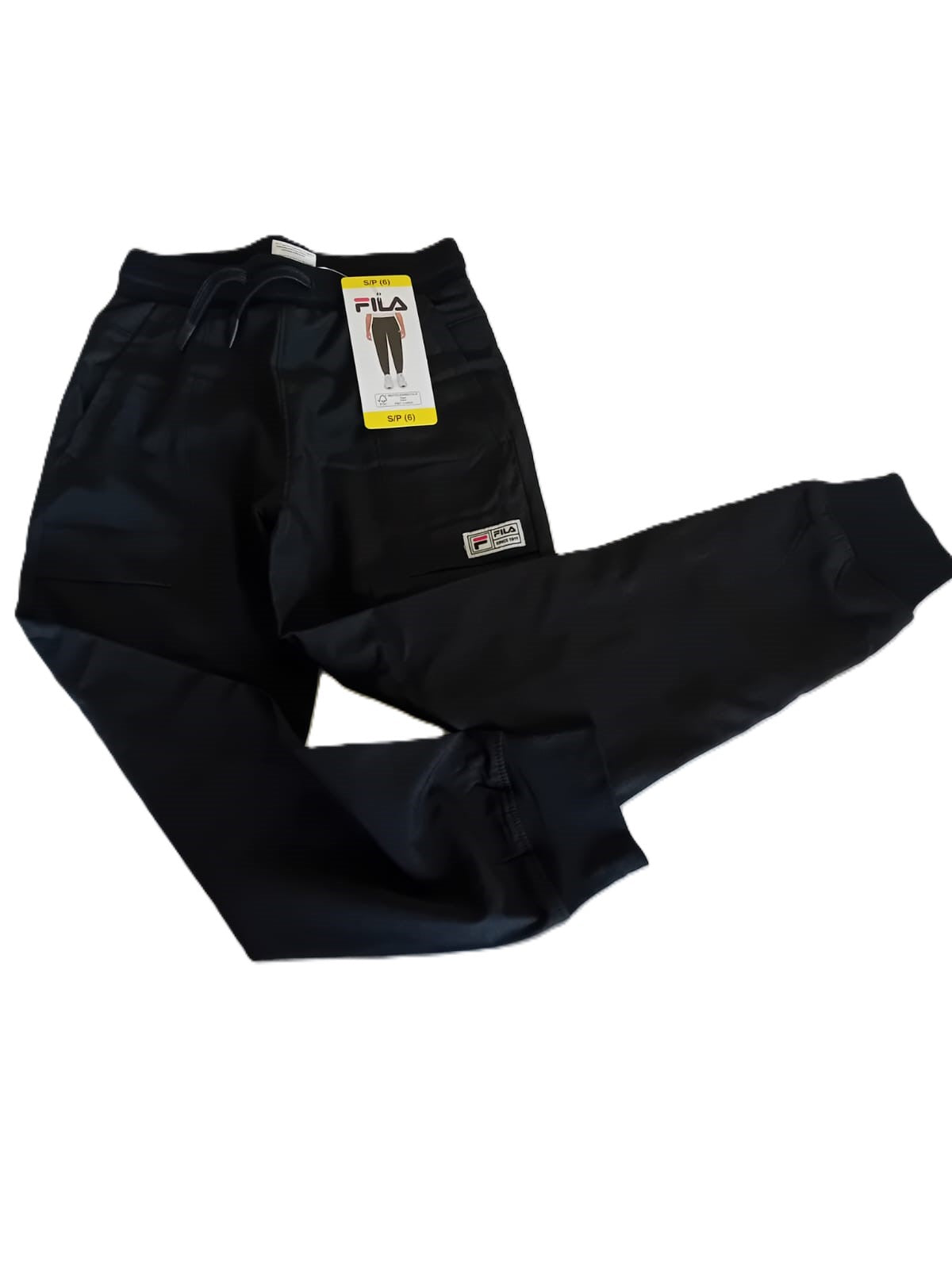 Pantalon de jogging Fila noir avec lacet, poches cargo et bas resserré.