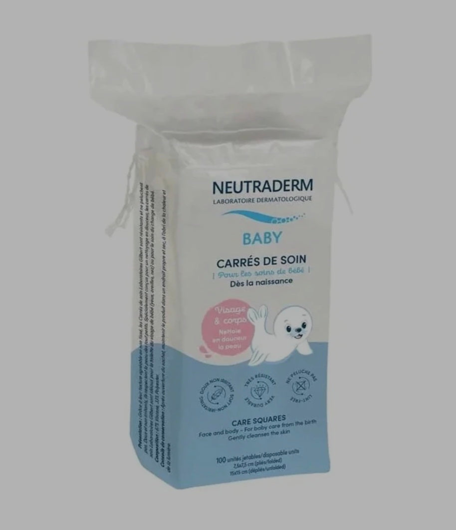 Sachet Neutraderm Baby de 100 carrés de soin pour visage et corps