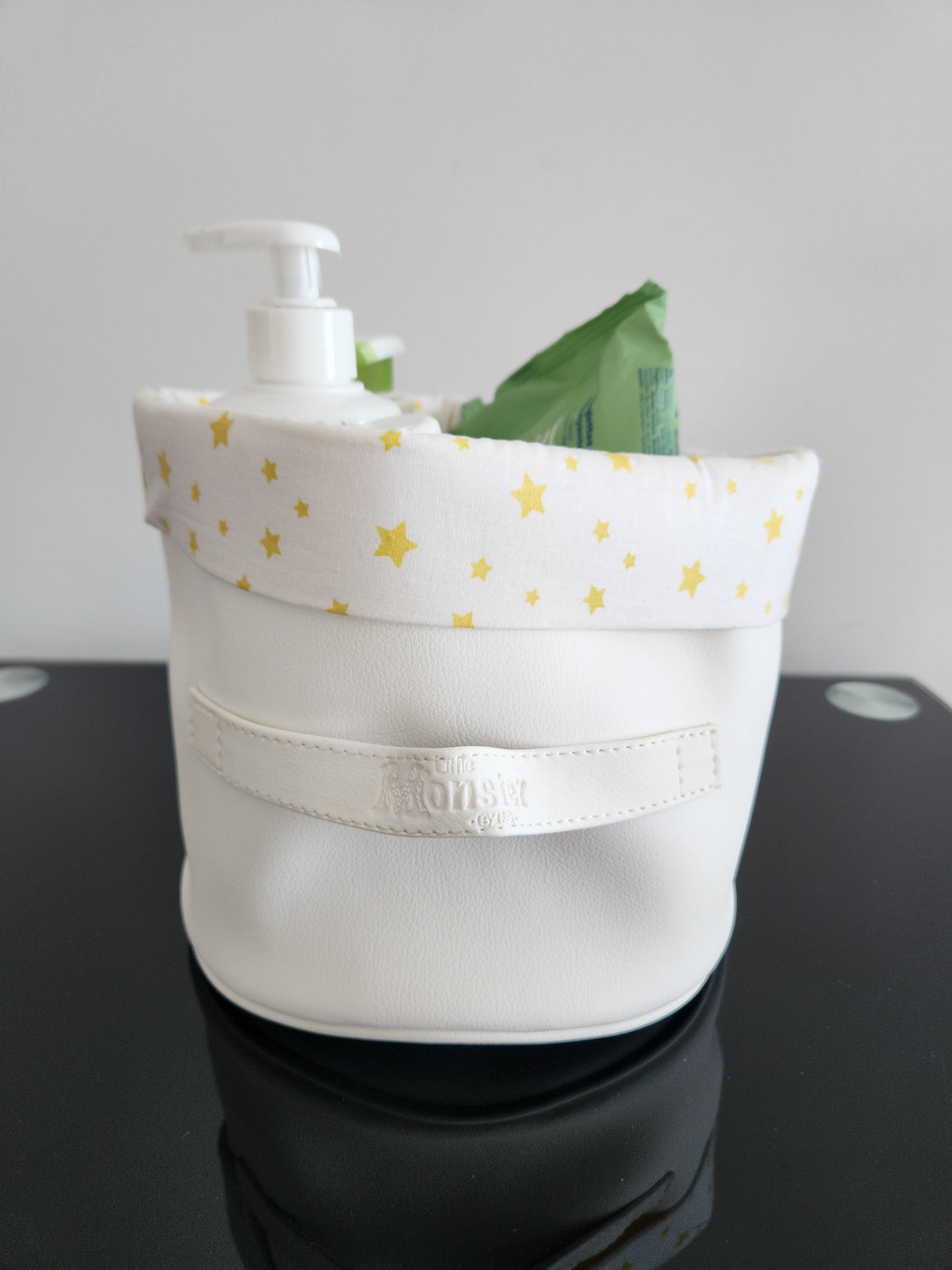 Panier blanc cassé rond étoile jaune