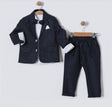 Ensemble veste et pantalon enfant bleu marine, col châle et poches