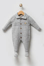 Combinaison bébé tricot grise Imtemporel à col et boutons, manches longues, pied-sabot