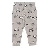 Pantalon bébé gris clair à motifs de dinosaures et petites voitures
