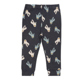 Pantalon bébé bleu nuit à motifs de morse, taille élastique et chevilles côtelées