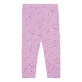 Pantalon bébé lilas à motifs de petits cœurs.