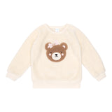 Sweat bébé ourson crème avec appliqué tête d’ourson et nez noir.