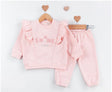 Ensemble bébé rose: sweat à volants et pantalon de jogging assorti