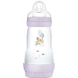 Biberon anti-colique MAM Easy Start violet, tétine avec motif bébé