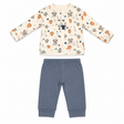 Ensemble pyjama bébé Kerry : haut crème à motifs animaux et pantalon bleu à taille élastique