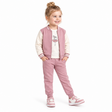 Ensemble sweat enfant rose mauve, veste manches crème contrastées et pantalon assorti