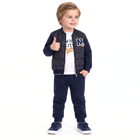 Ensemble bébé garçon : veste matelassée bleu marine et pantalon de jogging assorti