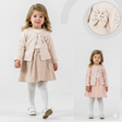 Robe bébé beige avec veste assortie et nœud décoratif