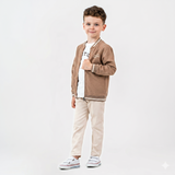 Veste zippée enfant marron, manches longues