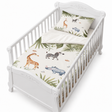 Housse de couette 100x150 cm blanche, animaux de la jungle multicolores