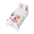 Housse de couette blanche 160 x 220 cm, illustration fillette danseuse et papillons