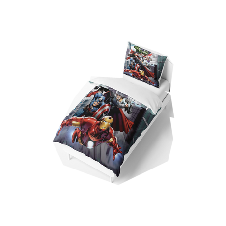 Housse de couette Marvel 160 x 220 cm à imprimé super-héros coloré, avec taie assortie