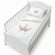 Housse de couette licorne multicolore, 160 x 220 cm, motifs étoiles et dégradé pastel
