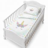 Housse de couette licorne multicolore, 160 x 220 cm, motifs étoiles et dégradé pastel