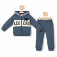Ensemble bébé sweat à capuche bleu marine zippé avec motif 78, pantalon assorti