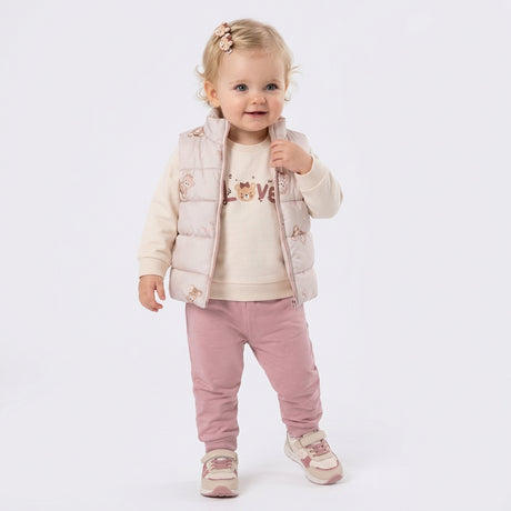 Veste matelassée bébé Loven rose clair, fermeture zippée et poches