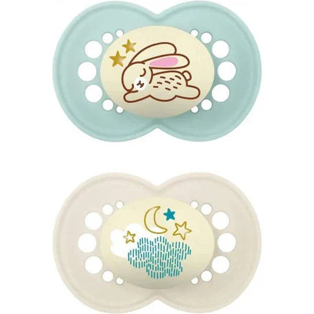 MAM 2 Sucettes Original Nuit 6M+ - Vert eau et blanc cassé