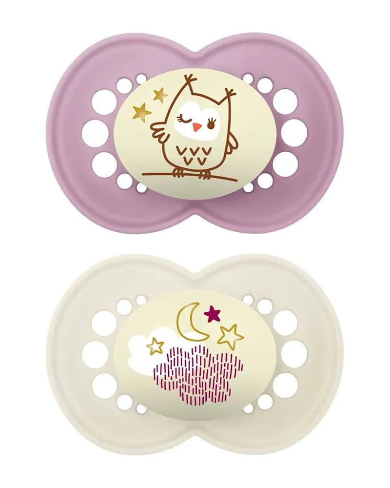 MAM 2 Sucettes Original Nuit 6M+ - Mauve & Blanc