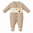 Combinaison bébé Mongo beige à carreaux, poche montgolfière, boutons pression devant