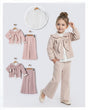 Ensemble fille Sugar love : veste beige, pantalon et tenue rose pâle assortie