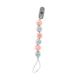 Attache sucette Nûby en silicone, perles hexagonales rose, gris, clip gris